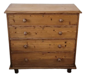 Antique Pine Four Drawers Chest of Drawers From England