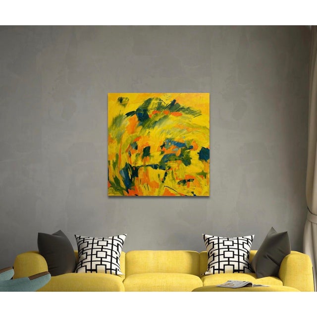 This is another painting that has a lot of movement and energy. Bright yellows predominate with blues and oranges offering...