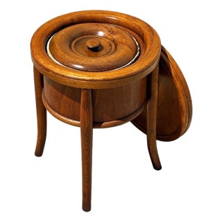 Late Victorian Hand Sculpted Walnut Commode Chamber Pot W/ Lid by Thonet For Sale