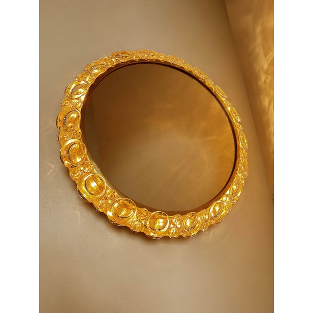 Vintage Illuminated Crystal Brass Mirror from Palwa, 1960s For Sale - Image 10 of 18