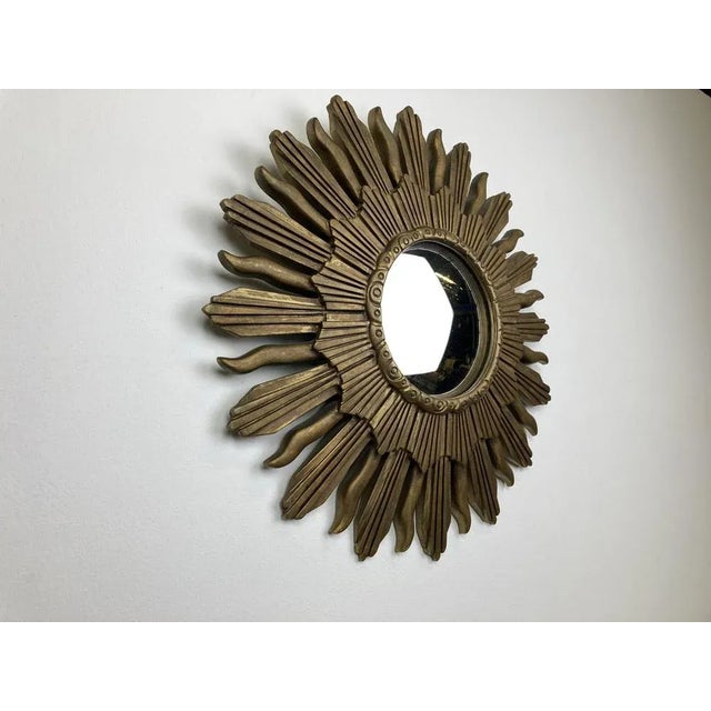 Vintage Golden Sunburst Mirror, 1960s For Sale - Image 6 of 11