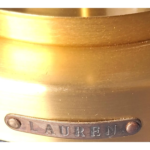 Ralph Lauren 1990s Lauren Ralph Lauren "Payton" Brushed Brass and Glass Column Table Lamp For Sale - Image 4 of 8