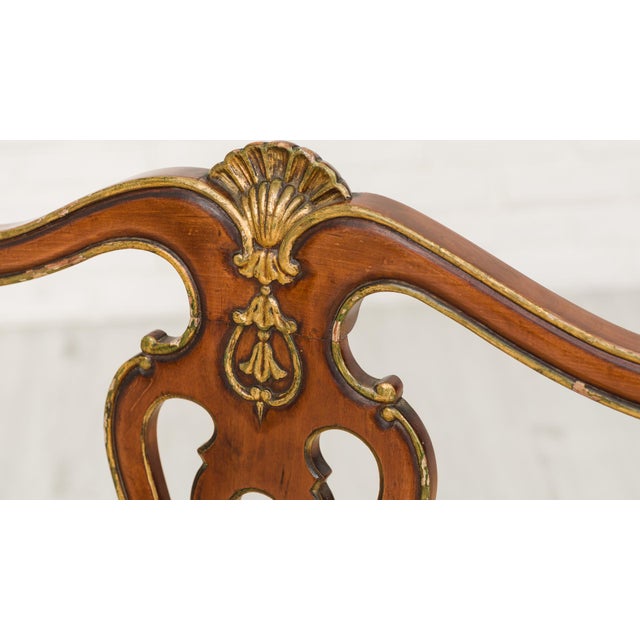 Carved Armchair with Gilt Details by Muebles Manonellas, 1950s For Sale - Image 4 of 7