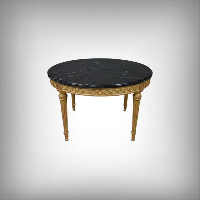 Mid-Century Louis XVI Style Marble and Giltwood Coffee Table For Sale - Image 4 of 16