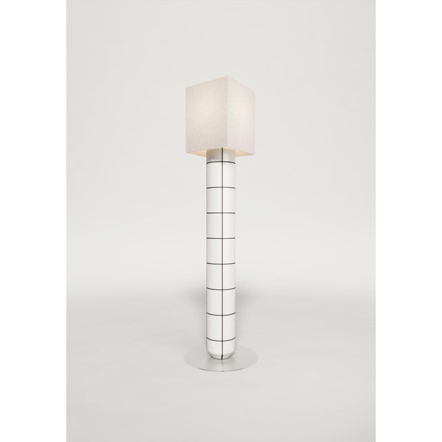 Handcrafted Ceramic Floor Lamp in Red Glaze With Linen Lampshade For Sale - Image 10 of 12