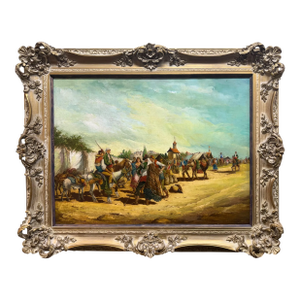 A 19th C. European Oil on Canvas Painting Set in an Ornate Frame