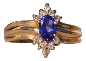 The Tanza: Vintage Tanzanite and Natural Diamond Ring in Yellow Gold
