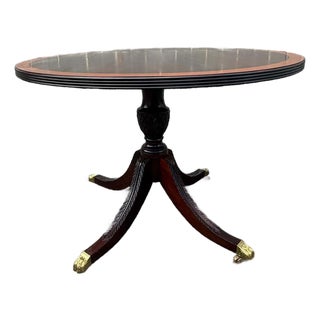 Stickley Georgian Style Inlaid Mahogany Pedestal Base Dining Table or Center Table For Sale
