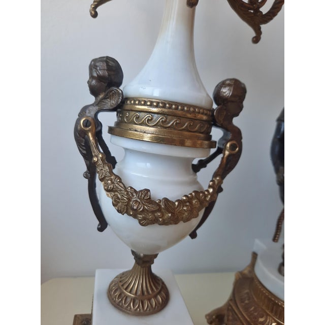 Lancini Clock with Louis XVI Style Candlesticks, 1940s, Set of 3 For Sale - Image 17 of 18