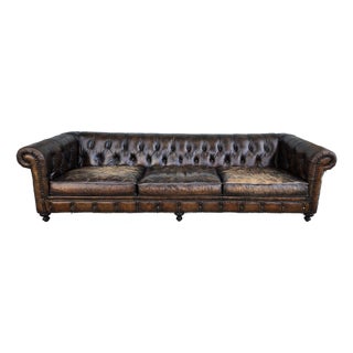 Vintage Distressed Leather Sofa For Sale