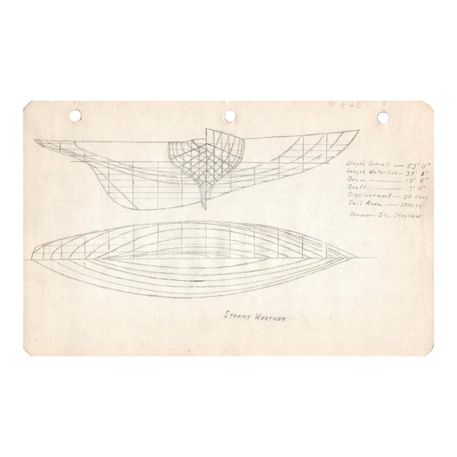 1940s Maine Marine Architectural Drawing on Paper For Sale