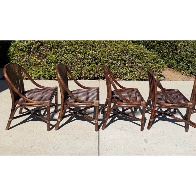 Late 20th Century Authentic McGuire Vintage Rattan Dining Chairs, a Set of 4 With Caned Backs For Sale - Image 5 of 14