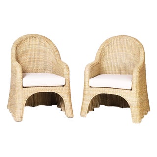 Wicker Drapery Ghost Armchairs For Sale