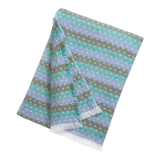 Sara Gilbane Cube Stripe Throw in Blue For Sale