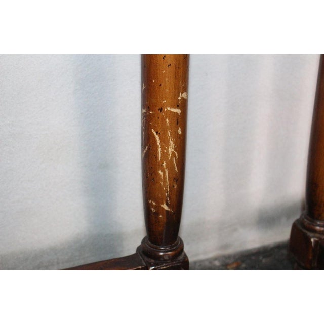 Wood Vintage Suede Barstools With Nail Head Detail - Set of 3 For Sale - Image 7 of 9