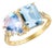 Kai Fortune Aquamarine Rainbow Moonstone Diamond Toi Et Moi Ring in 14k Solid Gold, size 6.5 For Sale