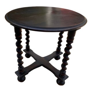 English Barley Twist Round Side Table For Sale