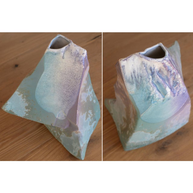 Vintage Tony Evans Modernist Freeform Glacier Vase For Sale - Image 11 of 17