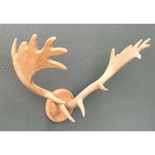 Vintage Carved Wood Antler Wall Mount For Sale - Image 12 of 12