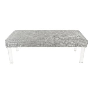 Velvet Pebble Pattern Lucite Bench For Sale