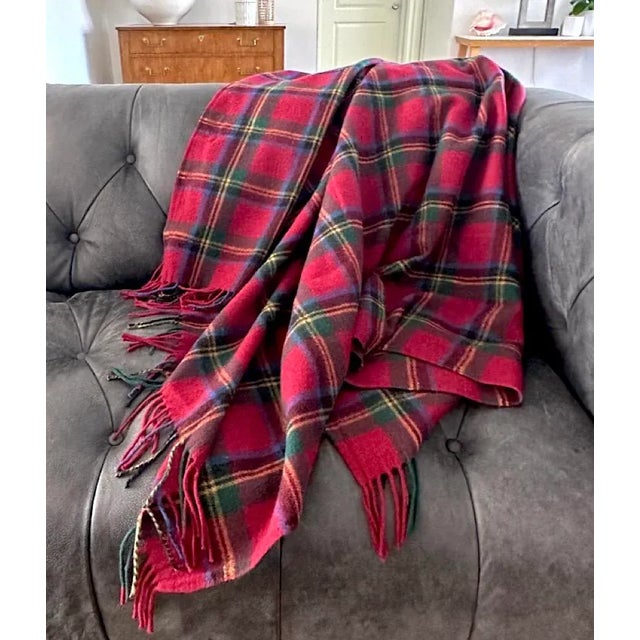 Textile Vintage Ralph Lauren Royal Stewart Plaid Wool Throw Blanket For Sale - Image 7 of 10