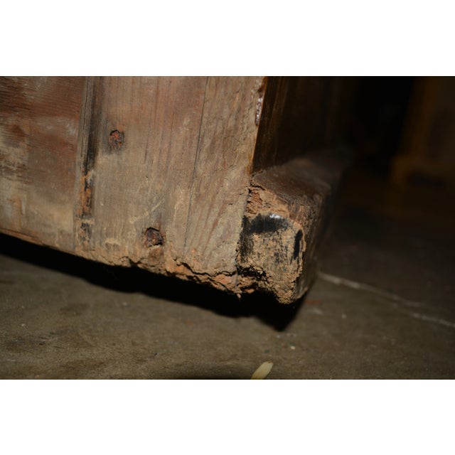 1950s Vintage Dark Pine Rustic Farmhouse Open Top Hutch With Shelf & 4 Drawers / Cupboard Below For Sale - Image 12 of 12