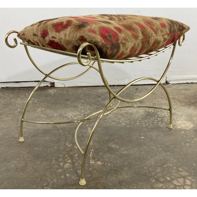 Hollywood Regency Style Vintage Brass Vanity Stool With Cushion Chairish