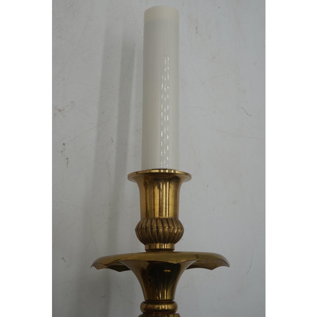 1960s 1960s Pair Brass French Regency Style Lighted Wall Sconces For Sale - Image 5 of 9