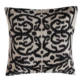 Contemporary Velvet Ikat Bohemian Throw Pillow For Sale
