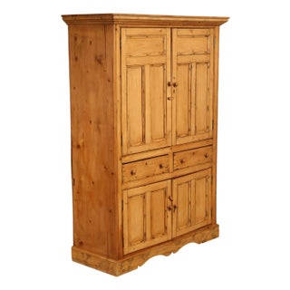 Pine Country Style Armoire Cabinet With Drawers For Sale