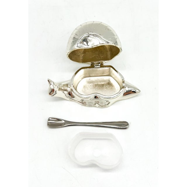 Mid 20th Century Vintage Wm. A. Rogers Silver-Plated Snail Salt Cellar With Spoon – Mid-Century Whimsical Tableware For Sale - Image 5 of 10