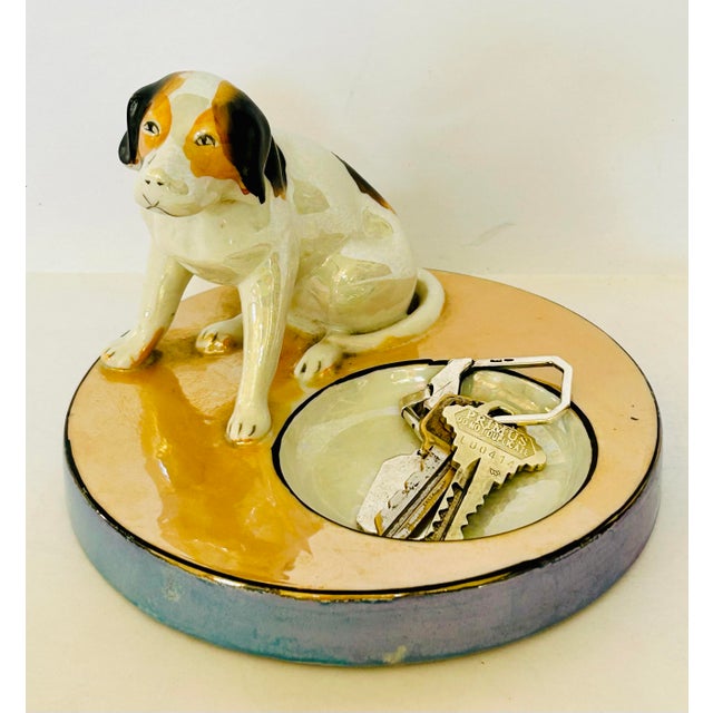 Mid-Century Modern Japanese Lusterware Jack Russell Terrier Catchall For Sale - Image 3 of 10