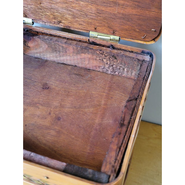 Brass 1980s Artisan Bamboo Brass Woven Storage Container For Sale - Image 8 of 12