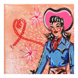 Lassoed Heart - Original Feminine Figurative Cowgirl Painting on Canvas by Jesse Black