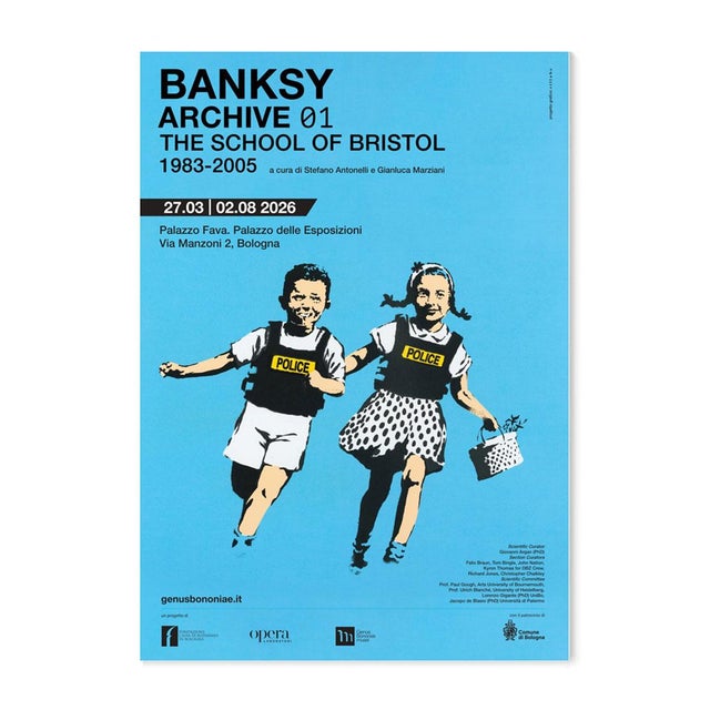 Banksy Archive 01 the School of Bristol Official Exhibition Poster Dimensions: 11,8 x 15,7 in / 30 x 40 cm Sold unframed