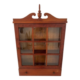 Vintage American Federal Mahogany Hanging Curio Cabinet For Sale