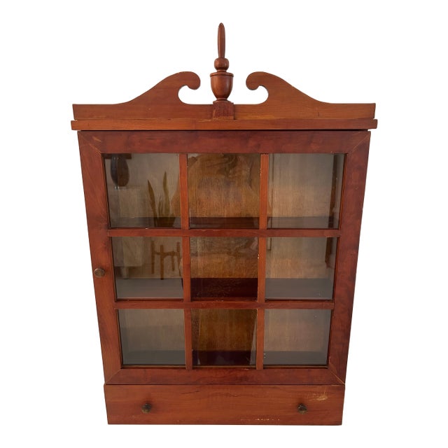 Vintage American Federal Mahogany Hanging Curio Cabinet For Sale