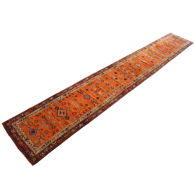 Hand-Knotted Kurdish Runner Extra Long Runner Rug - 2′9″ × 17′7″ For Sale - Image 6 of 12