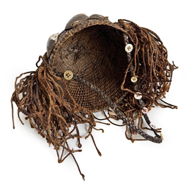 Tribal Vintage African Original Elders Lega Hat on Stand For Sale - Image 3 of 4