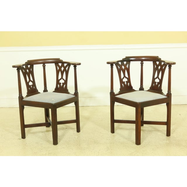 Antique Southern Design Chippendale Corner Chairs - a Pair For Sale - Image 13 of 13