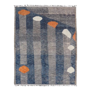 Modern Piled Rug by Keivan Woven Arts in Blue's With Abstract Design 9'6 X 11'3 For Sale