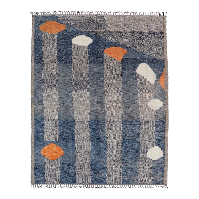Modern Piled Rug by Keivan Woven Arts in Blue's With Abstract Design 9'6 X 11'3 For Sale