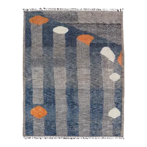 Modern Piled Rug by Keivan Woven Arts in Blue's With Abstract Design 9'6 X 11'3