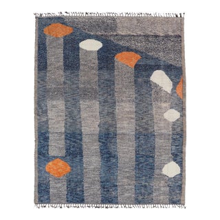 Modern Piled Rug by Keivan Woven Arts in Blue's With Abstract Modern Design For Sale