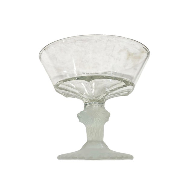 Vintage Frosted Footed Glass Bowl W/Lions Head 6.5" H For Sale - Image 4 of 7