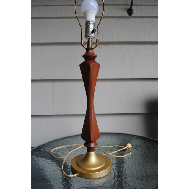 Brown Vintage Danish Modern Table Lamp With Shade For Sale - Image 8 of 11