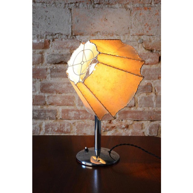 Bauhaus Table Lamp, Chrome-Plated Steel, Parchment, Czech, 1930s For Sale - Image 9 of 14