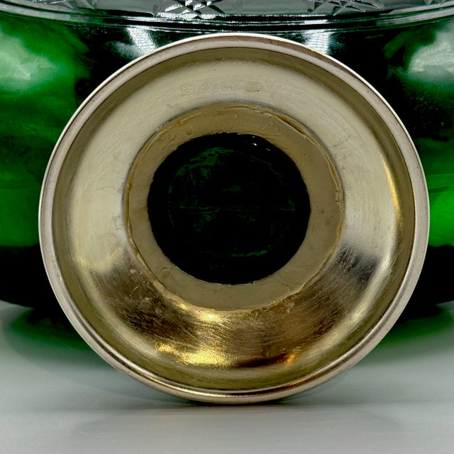 Emerald Green Cut Glass Biscuit Barrel from James Deakin & Sons, 1920 For Sale - Image 17 of 18