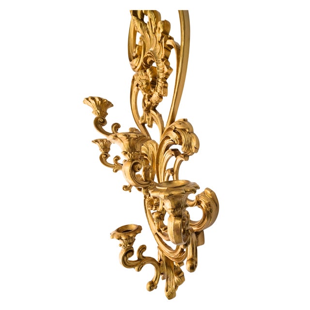Syroco 1968 Ornate Syroco Gold Rococo Scroll Sconce – #4048 For Sale - Image 4 of 13