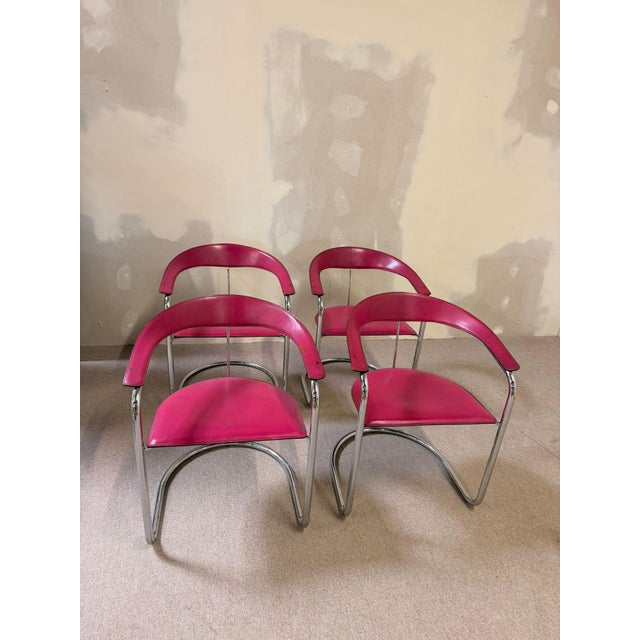 Rare original Canasta cantilever chairs by Arrben Italy in the postmodern style of the 1980s. Striking design with a...